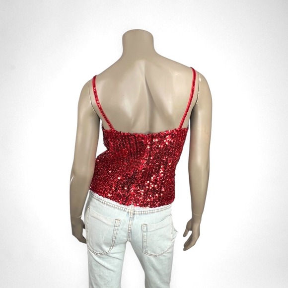 Vintage Handmade Large‎ Red Sequins Sleeveless Top Holiday Party - Picture 3 of 9